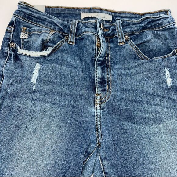 KanCan Estilo Style Women's Medium Wash Straight Leg Ankle Length Distress Jeans - Picture 8 of 13